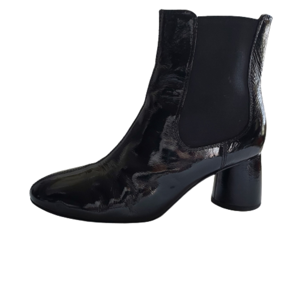 & Other Stories Black Patent Leather Heeled Ankle Boot Shoe Size 7 37